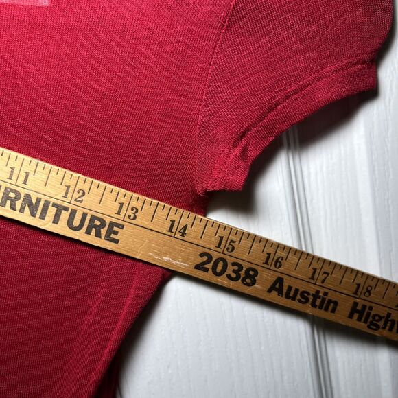 Marcella Gabi Cutout Top Blouse Size XS Red Semi Sheer Stretch - Picture 6 of 10